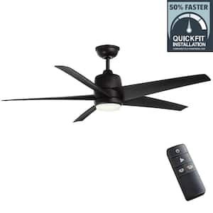 Mena 54 in. White Color Changing Integrated LED Indoor/Outdoor Matte Black Ceiling Fan with Light Kit and Remote Control