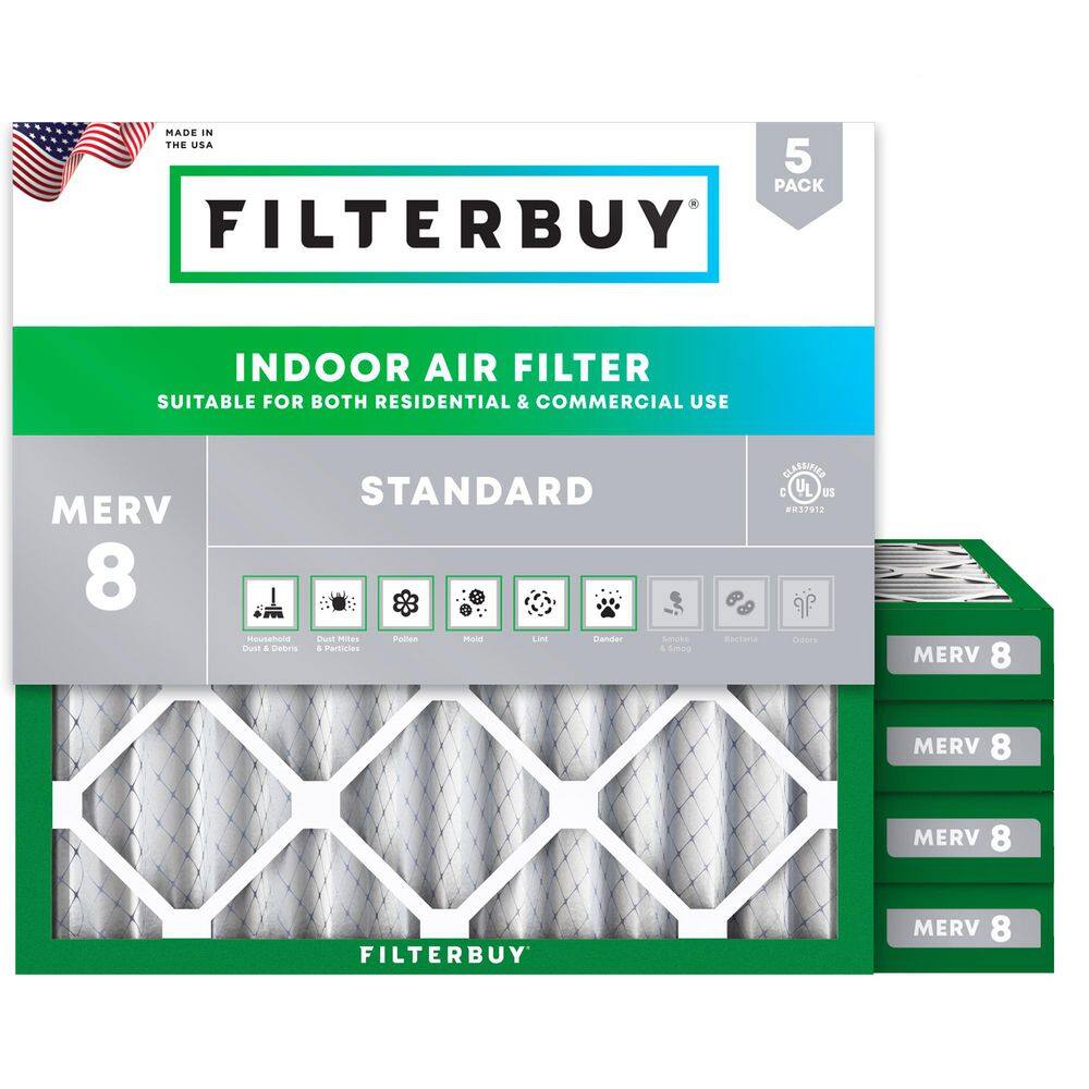 10 in. x 10 in. x 2 in. MERV 8 (FPR 5) Dust Defense Pleated HVAC AC Furnace Air Filters Replacement (5-Pack) price history on PriceWatchPro