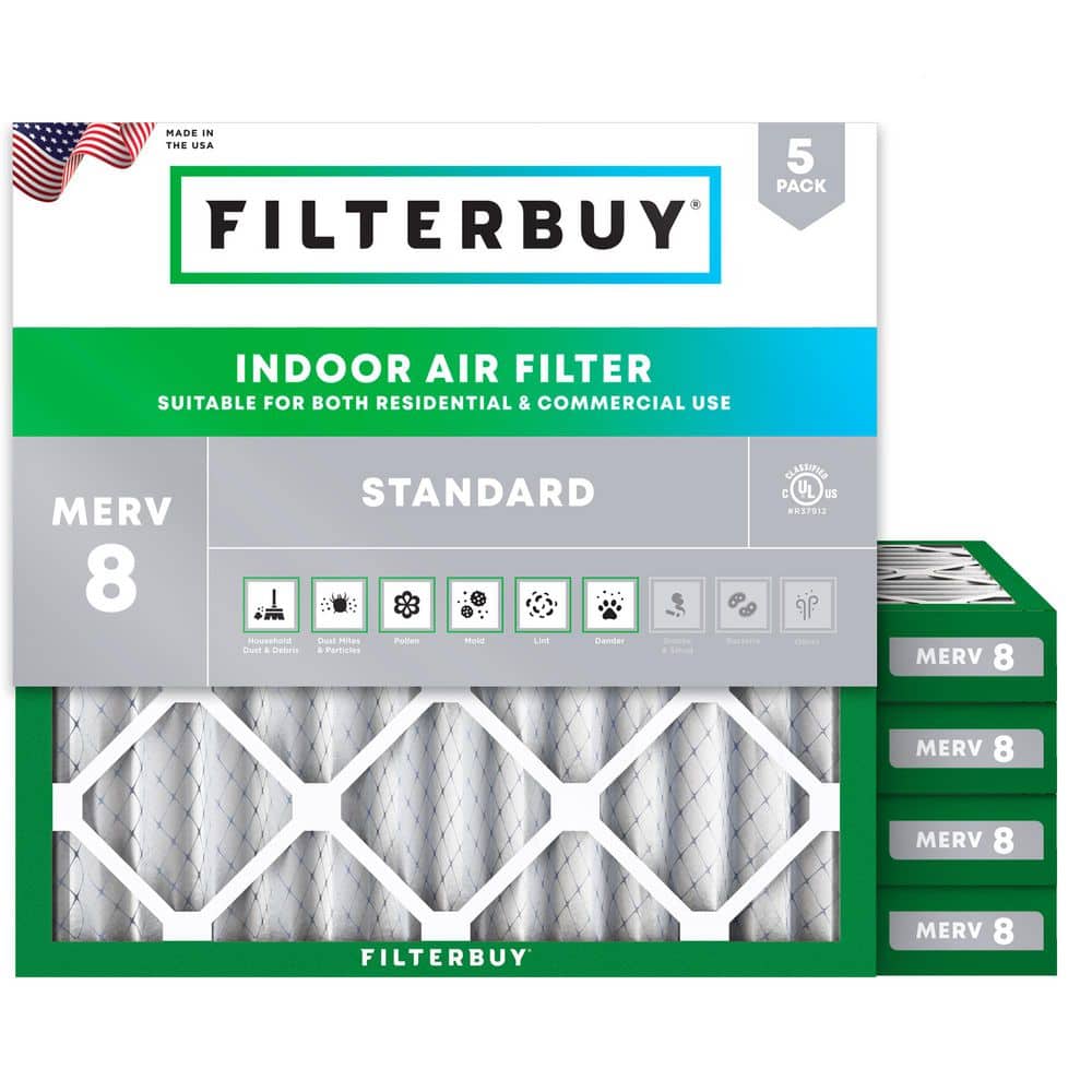 25 in. x 25 in. x 2 in. MERV 8 (FPR 5) Dust Defense Pleated HVAC AC Furnace Air Filters Replacement (5-Pack) price history on PriceWatchPro