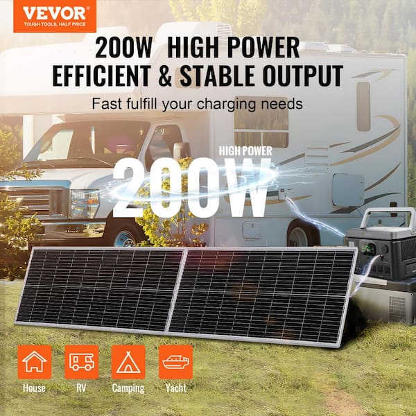 VEVOR 200W Monocrystalline Solar Panel Kit, 2pcs Monocrystalline Solar Panels + Charge Controller, 23% High-Efficiency Monocrystalline PV Module, IP68
