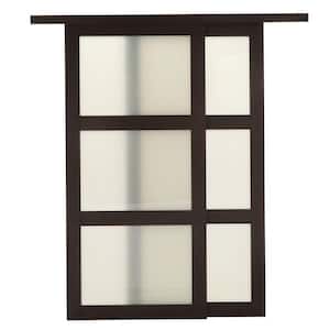 2290 Series Composite Espresso 3-Lite Tempered Frosted Glass Sliding Door