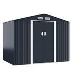 9.1 ft. W x 6.3 ft. D Outdoor Metal Storage Shed Garden Shed with Lockable Door, Dark Gray (57.33 sq. ft.)