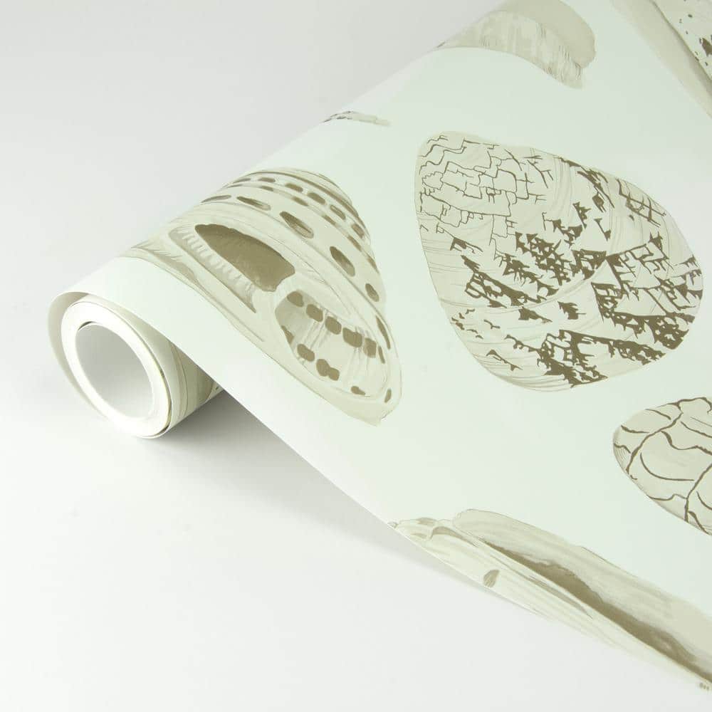 Cream and Off-White Vinyl Seashell Self-Adhesive Wallpaper Roll
