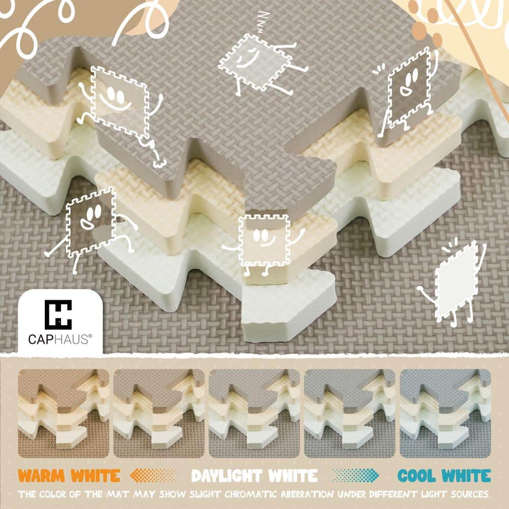 Cream and Beige Interlocking EVA Foam Kids Play Mat