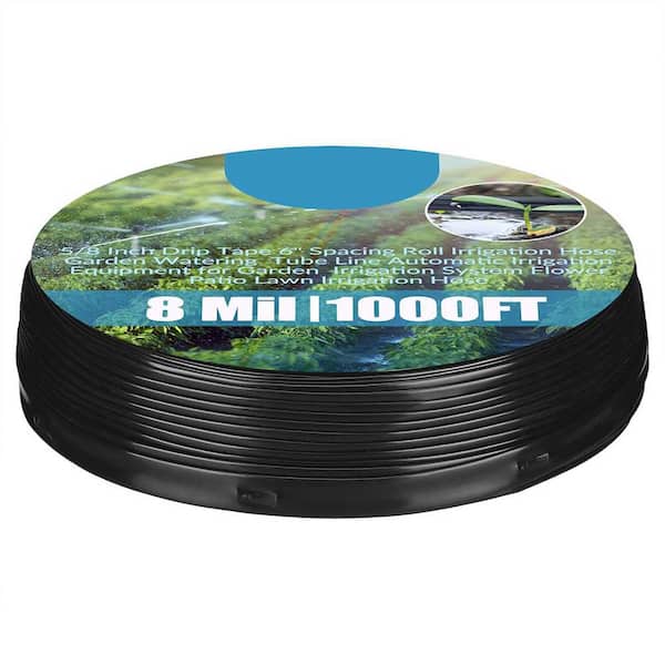 5/8  in. Drip Tape 6 in. Spacing 1000' Roll 8mil Thick Irrigation Hose for Garden Watering System Flower Patio Lawn