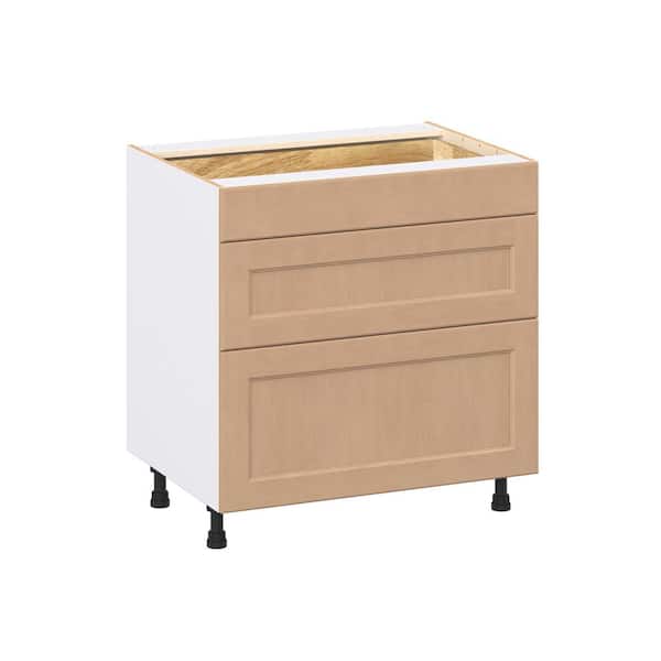 Lakewood Sugar Cookie Shaker Assembled Base Kitchen Cabinet with 3 Drawer (33 in. W x 34.5 in. H x 24 in. D)