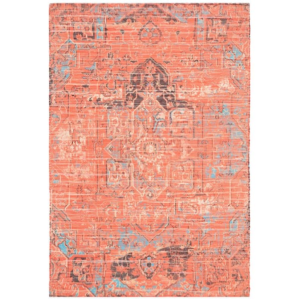 SAFAVIEH Saffron Rust/Blue 8 ft. x 10 ft. Medallion Area Rug