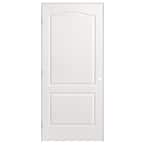 36 in. x 80 in. 2-Panel Arch Top Right-Handed Hollow-Core Textured Primed Composite Single Prehung Interior Door