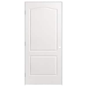 36 in. x 80 in. 2-Panel Arch Top Solid Core Textured Primed Composite Single Prehung Interior Door