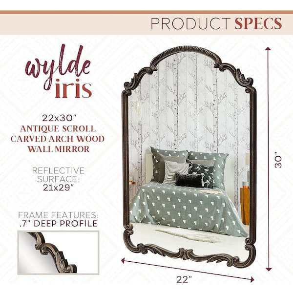 WYLDE IRIS English Estate Antique Black 22 in. W x 30 in. H Carved
