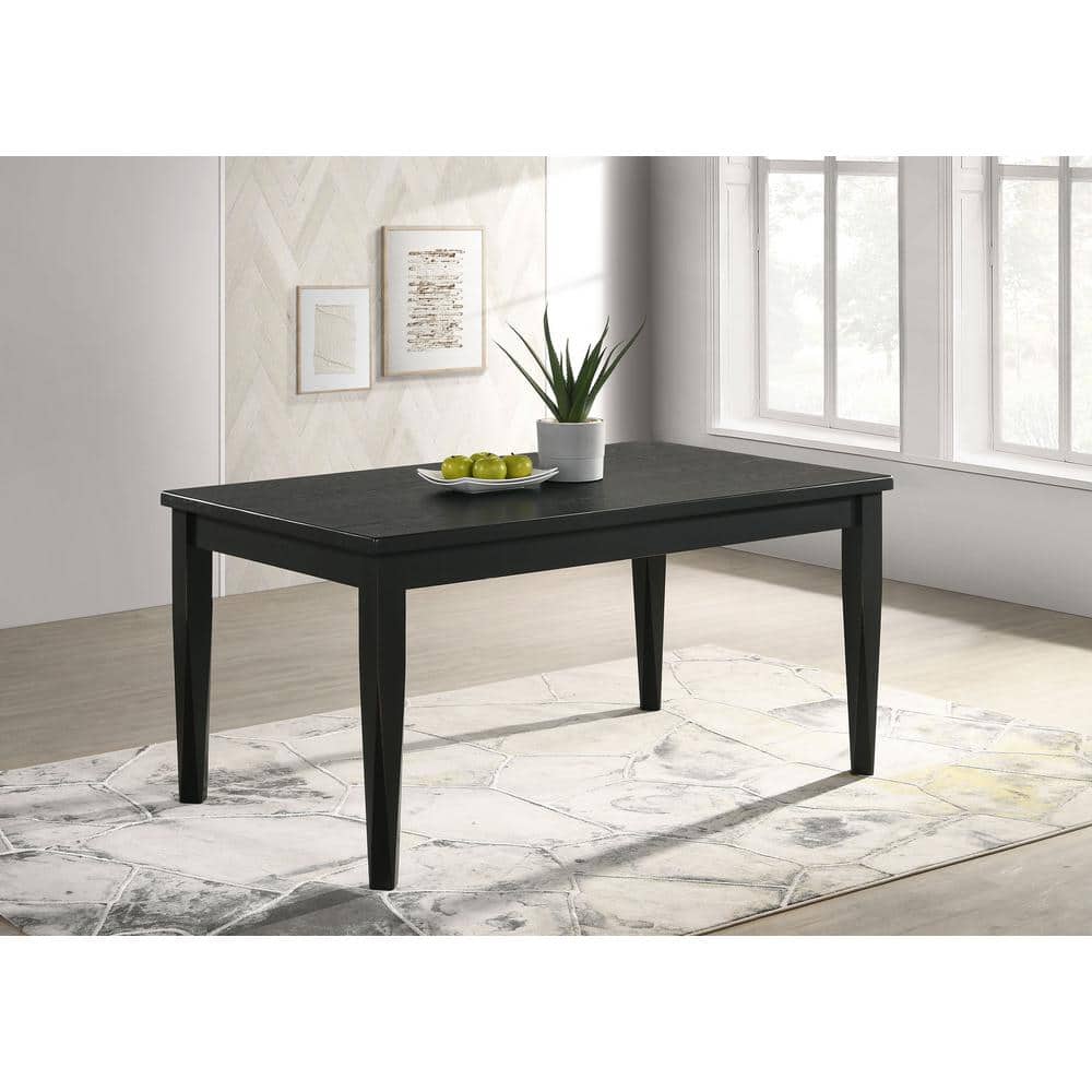 Appleton Black Washed Rectangular Wood Dining Table for Six