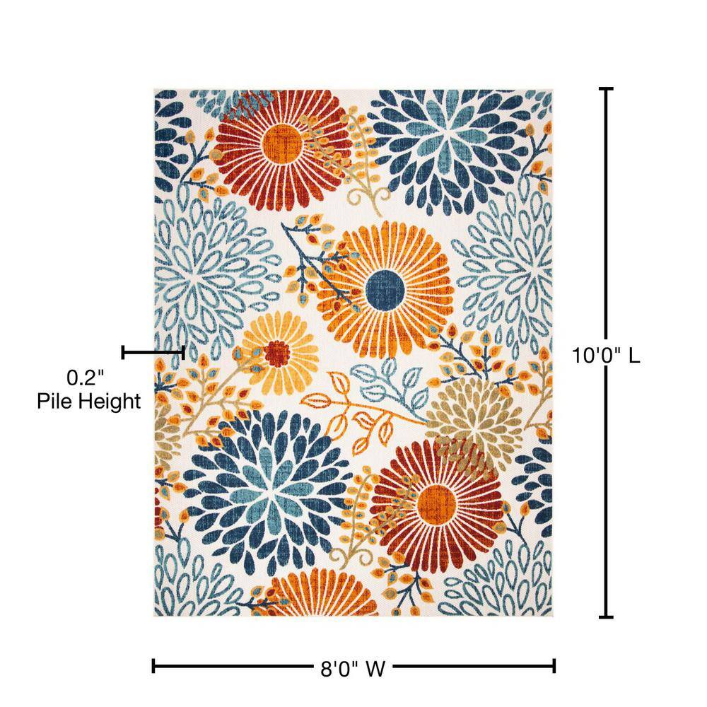Blossom Bliss Cream & Red Floral 8' x 10' Washable Area Rug