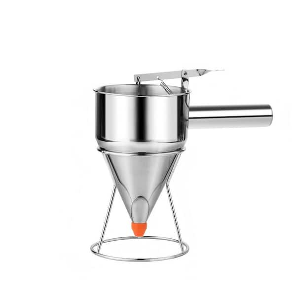 40 oz. Pancake Batter Dispenser, Stainless Steel Cake Dispenser with 4 Caliber Funnel and Stand for Pancakes