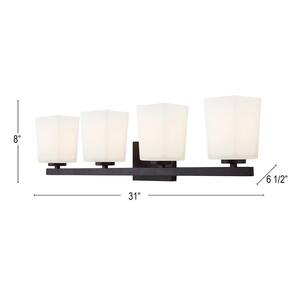 Hartley 4-Light Oil Rubbed Bronze Vanity Light with Flat Opal Glass