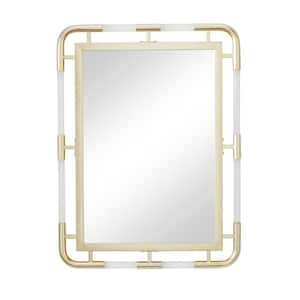 32 in. x 24 in. Rectangle Framed Gold Wall Mirror with Acrylic Details
