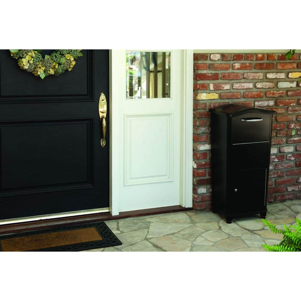 Black Locking Aluminum Parcel Drop Box with Rotating Drum