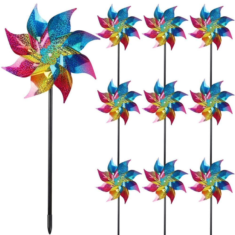 Reflective Pinwheels with Stakes for Garden Decor, Bird Devices to Scare Bi