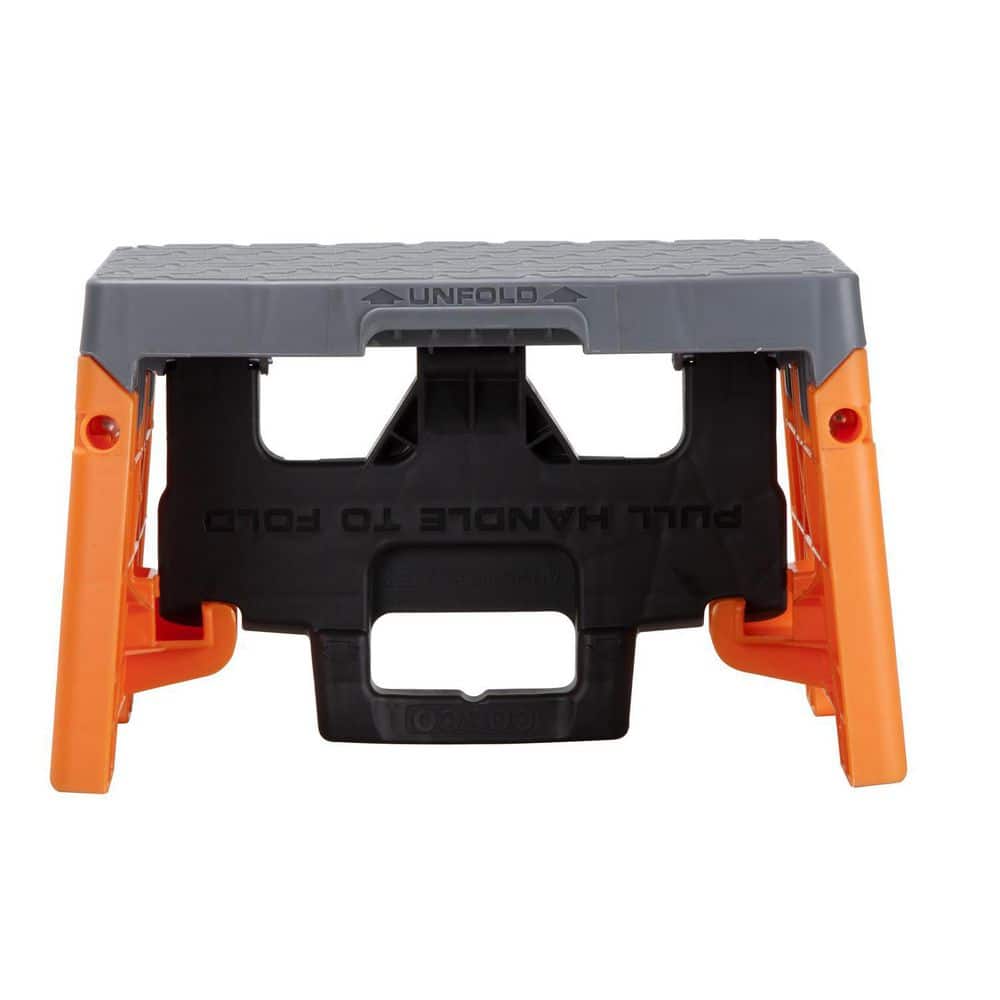 Orange and Gray Foldable Plastic Step Stool