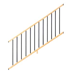 6 ft. Southern Yellow Pine Moulded Stair Rail Kit with Aluminum Square Balusters
