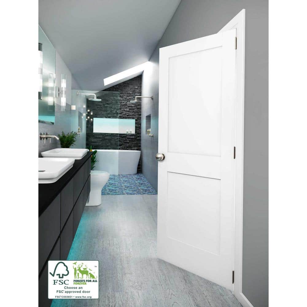 80" x 24" White Primed Pine 2-Panel Interior Slab Door