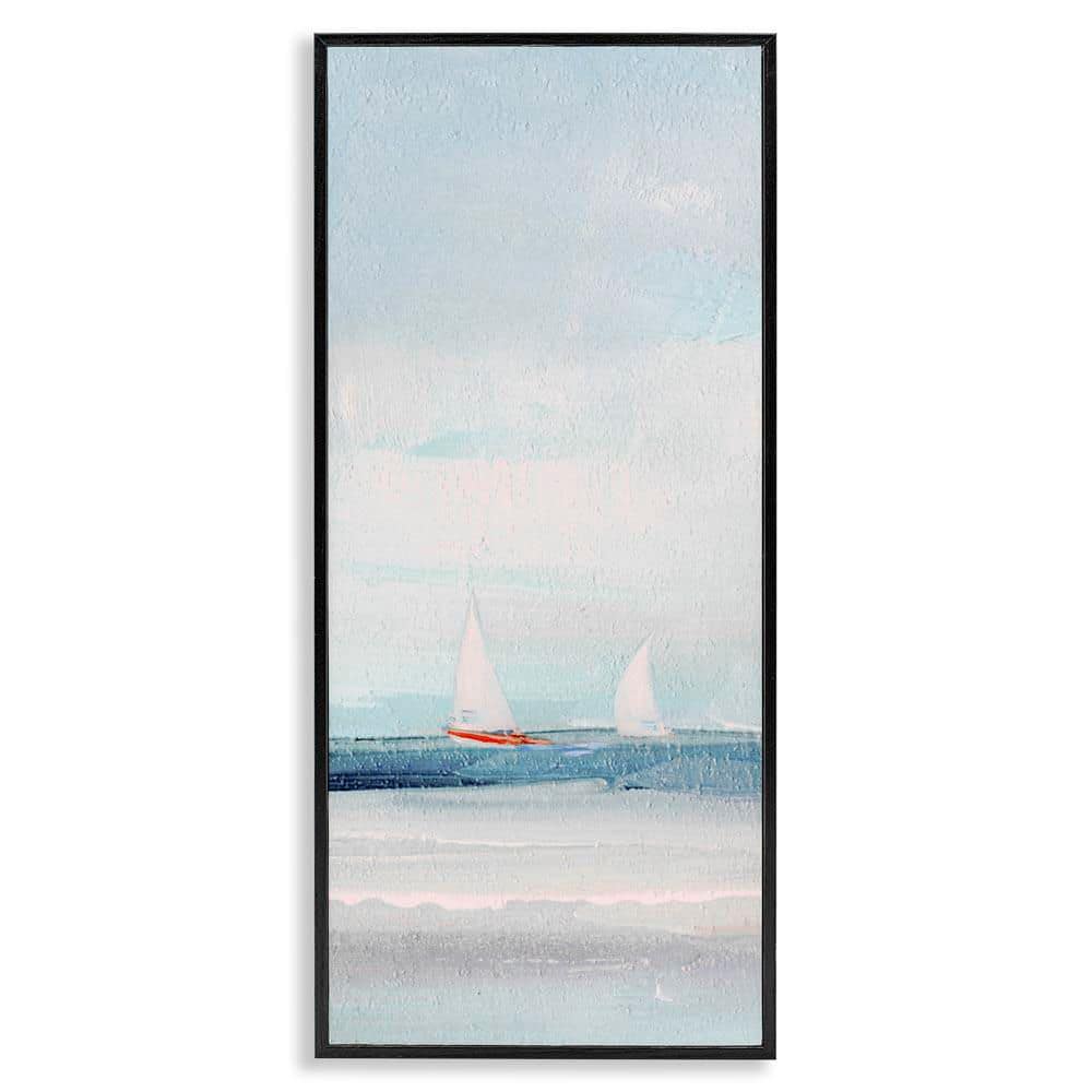Sailboat Pair Floating by Sally Swatland Black Framed Coastal Giclee Art Print 30 in. x 13 in. price history on PriceWatchPro