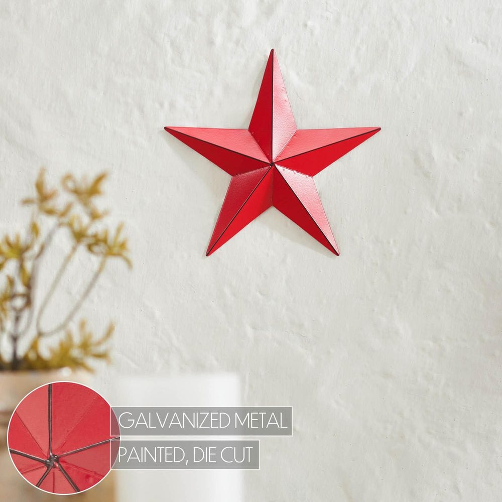 1-Piece 8 in. x 8 in. Barn Red Distressed Metal Star Wall Decor