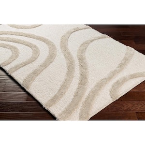 Mr. Kate Luna Cream/Taupe Modern Waves 5 ft. 3 in. x 7 ft. Plush Area Rug