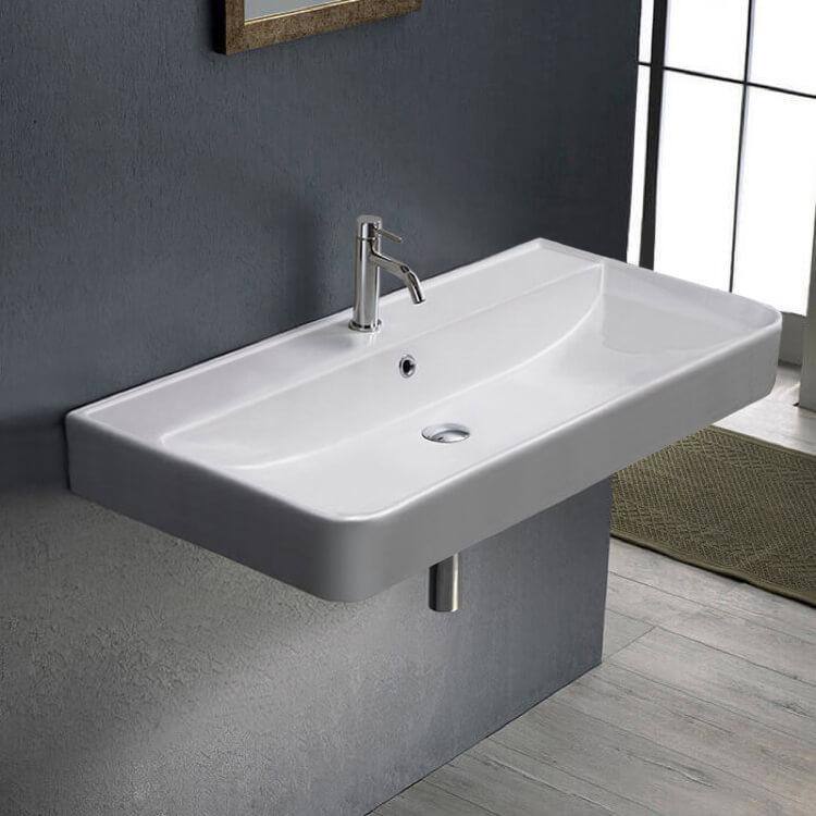 Hera 31.5'' White Ceramic Rectangular Wall-Mount Bathroom Sink