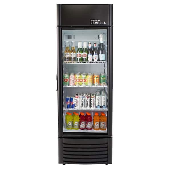 Premium LEVELLA 6.5 cu. ft. Commercial Upright Merchandiser Display Refrigerator Glass Door Beverage Cooler in Black