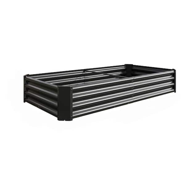 TIRAMISUBEST 70.87 in. L x 35.83 in. W x 11.81 in. H Black Metal Garden Raised Bed Planter