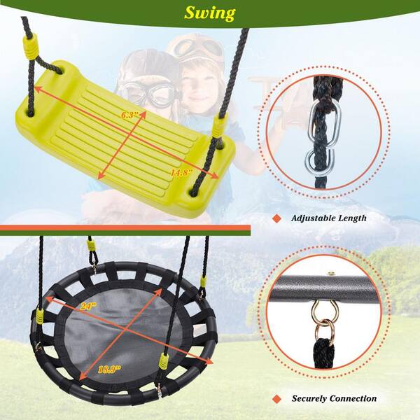 Tidoin WM-YDPP1-52AAL 3-in-1 Black and Yellow Stainless Steel Adjustable Height Child Swing Set - 3