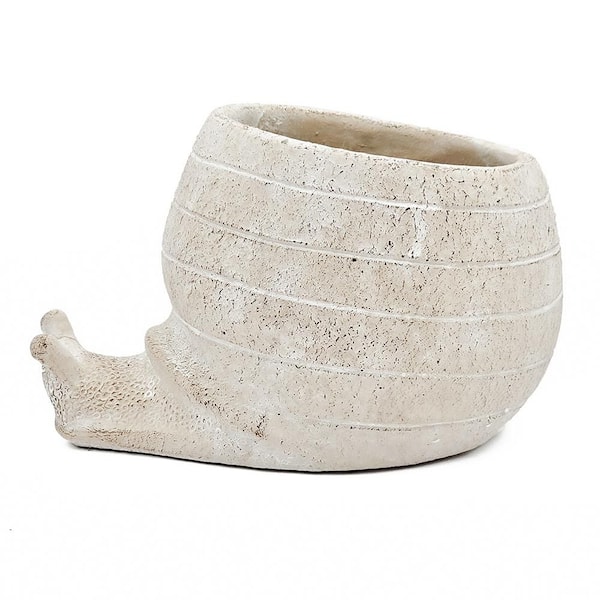 8 qt. Beige Cement Stone Decorative Vase, Decorative Snail Planter, Succulent Planter (8.3 in. W x 6 in. H)