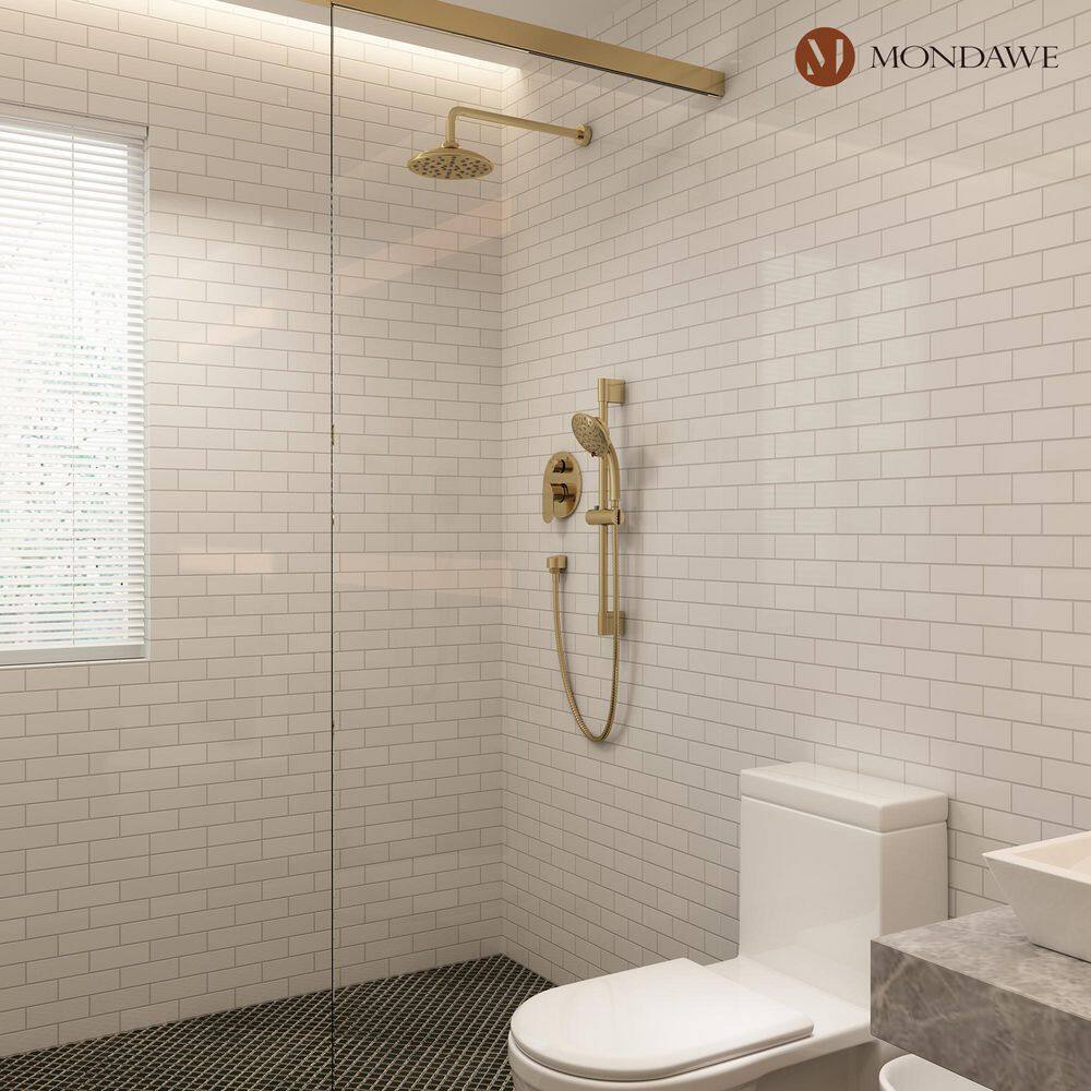 Brushed Gold Adjustable Rain Shower System with Handheld