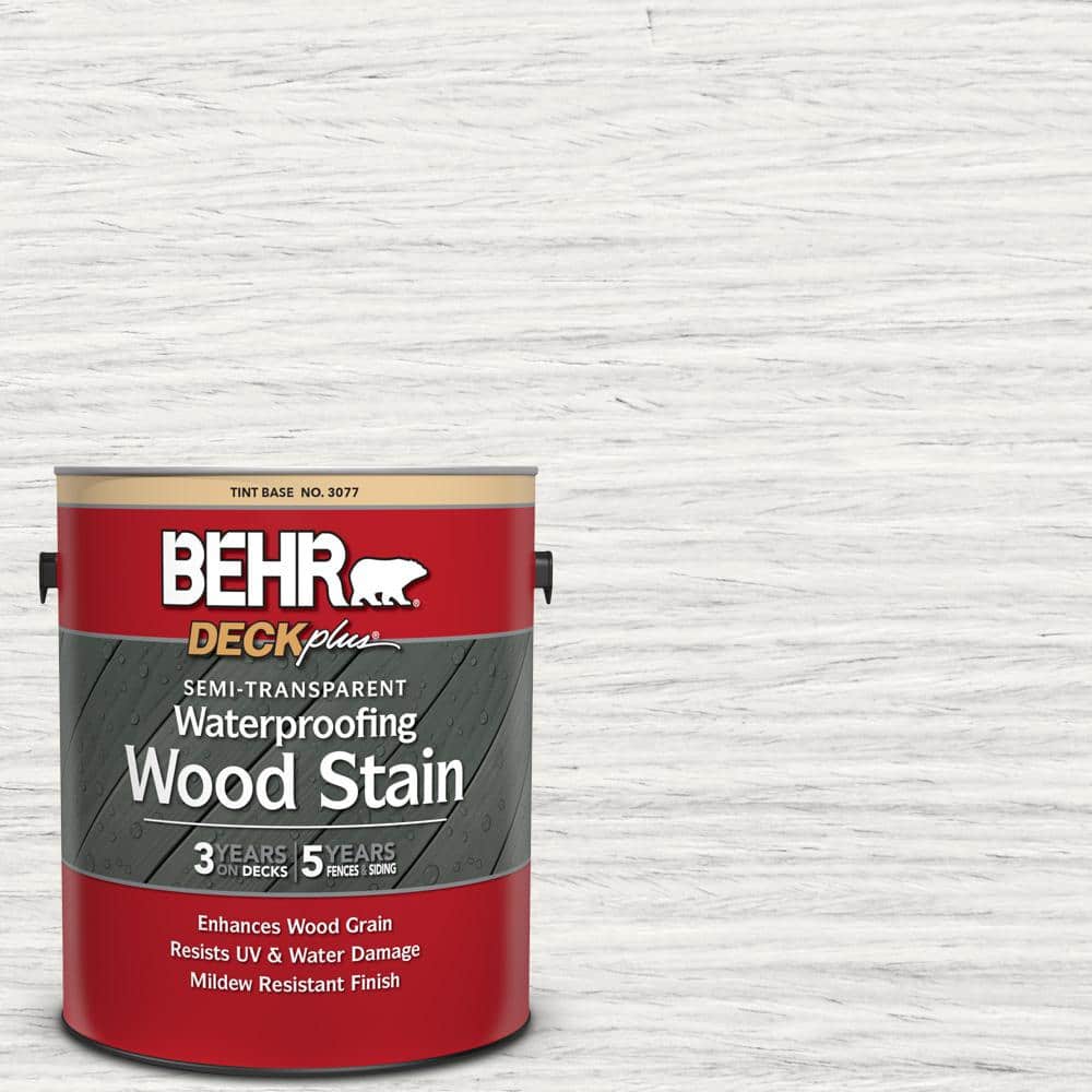 BEHR DECKplus 1 gal. #ST-210 Ultra Pure White Semi-Transparent  Waterproofing Exterior Wood Stain 307701 - The Home Depot