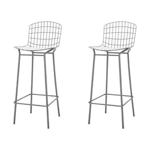 Madeline Charcoal Grey and White Bar Stool (Set of 2)