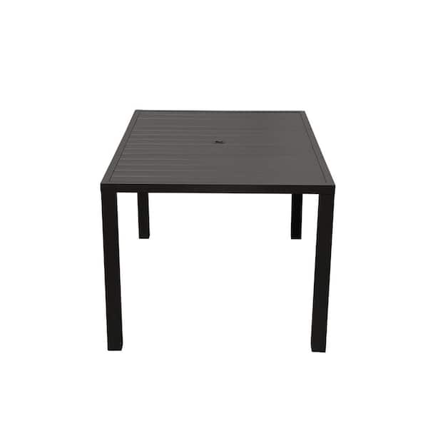 38 in. W Square Metal Outdoor Dining Table with Umbrella Hole