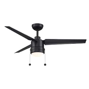 PC/DC 52 in. Integrated LED Indoor/Outdoor Black Ceiling Fan with Black Blades