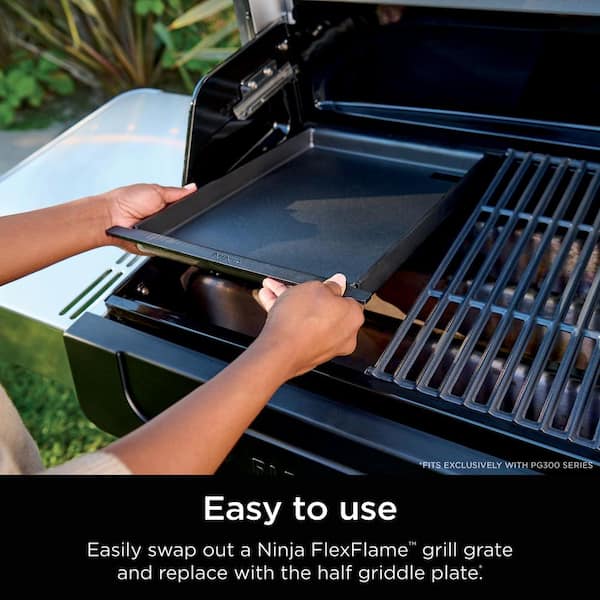 NINJA FlexFlame Premium Half Griddle Plate with Grease Drain, Rust