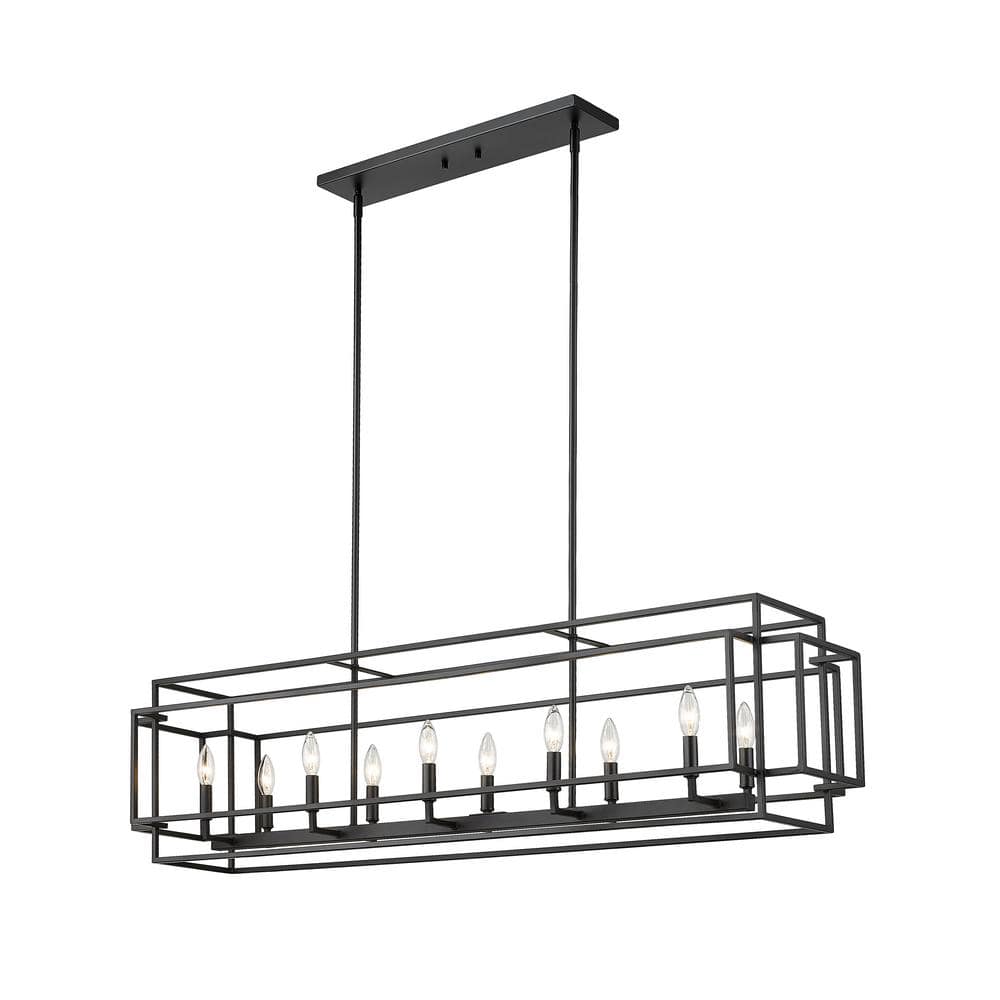 Matte Black 54" Steel 10-Light Island Pendant