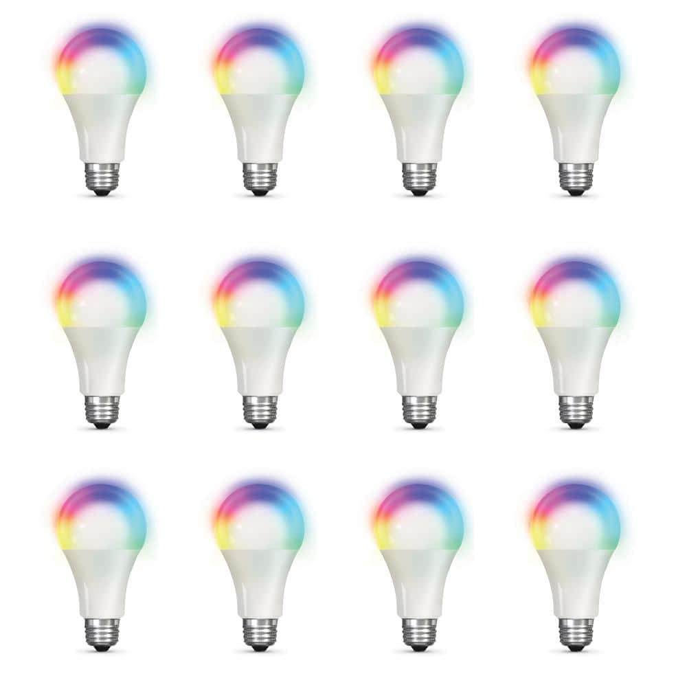Feit Electric 100 Watt Equivalent Daylight A19 Dimmable Color Changing Wi Fi Led Smart Light Bulb 12 Pack Om100 Rgbw Ca Ag 12 The Home Depot