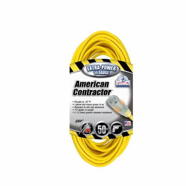 Southwire 50 ft. 14/3 SJEO Outdoor Medium-Duty T-Prene Extension Cord with Power Light Plug