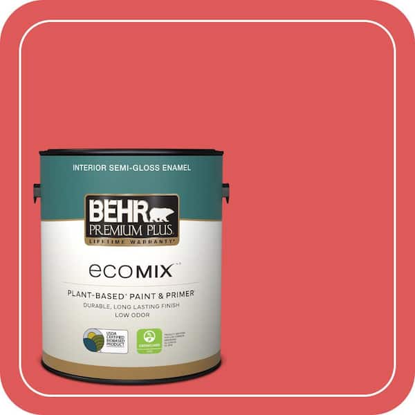 1 gal. #150B-6 Firecracker Semi-Gloss Enamel EcoMix Plant-Based Interior Paint & Primer
