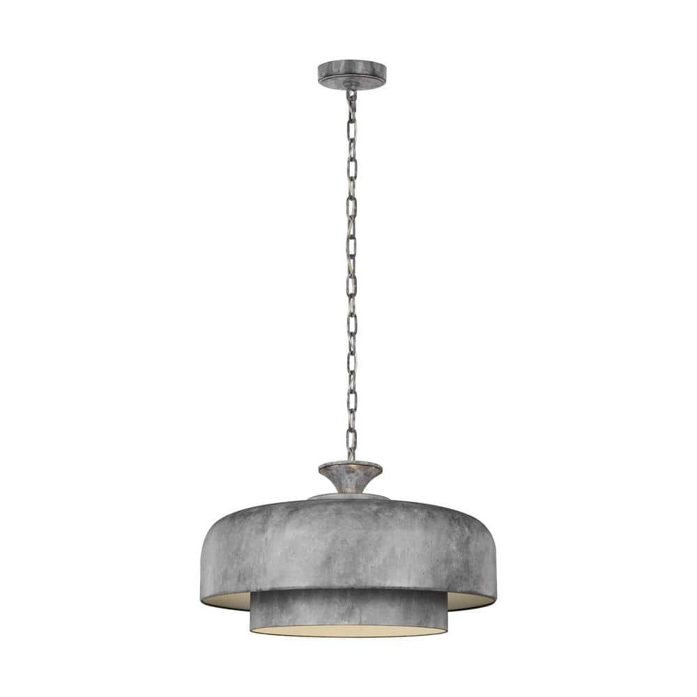 Generation Lighting Haymarket 1-Light Weathered Galvanized Pendant with  White Inner Finish EP1161WGV - The Home Depot