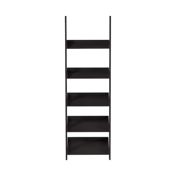 5 Shelf Ladder Bookcase Leaning Shelves, Gilliard Ladder Bookcase White