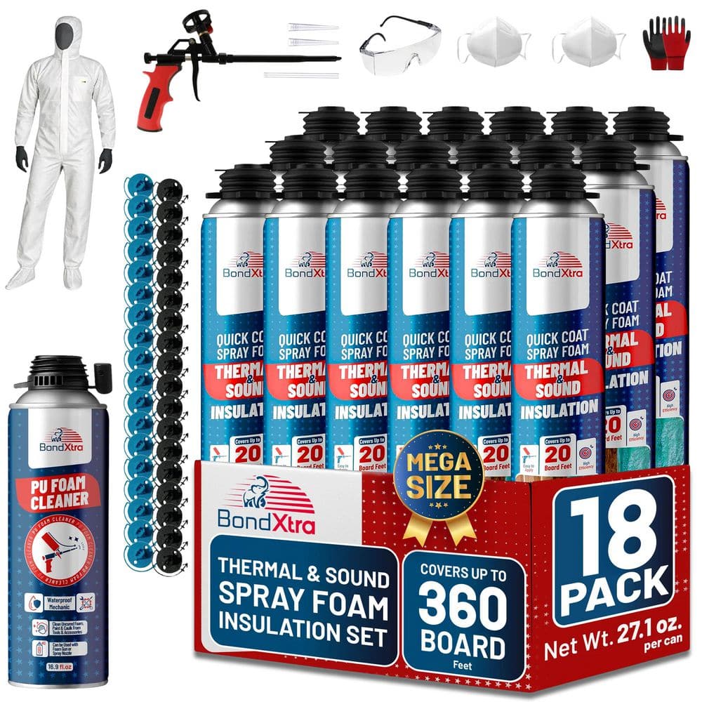 BX930S 18-Pack Insulation Spray Foam Sealant (32.8 oz. Each) Self-Expanding, Heat & Soundproofing Kit with Cleaner & Gun price history on PriceWatchPro