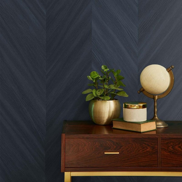 60.75 sq. ft. Baikal Chevron Wood Embossed Vinyl Unpasted Wallpaper Roll