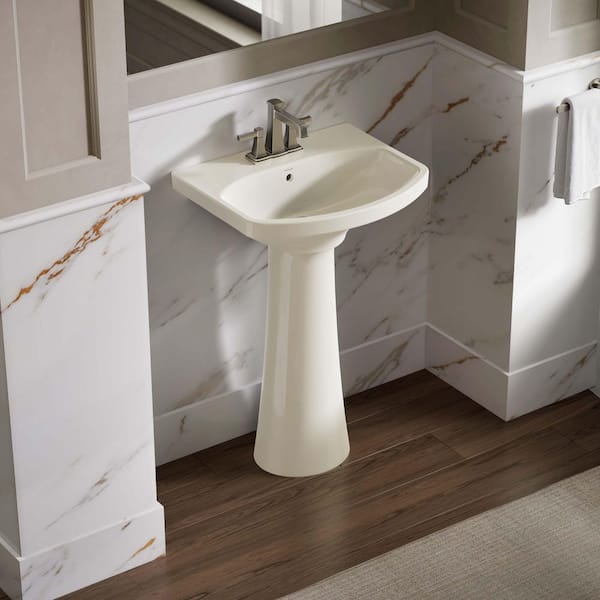 KOHLER Cimarron 22 in. x 16 in. Pedestal Bathroom Sink in Biscuit Vitreous China