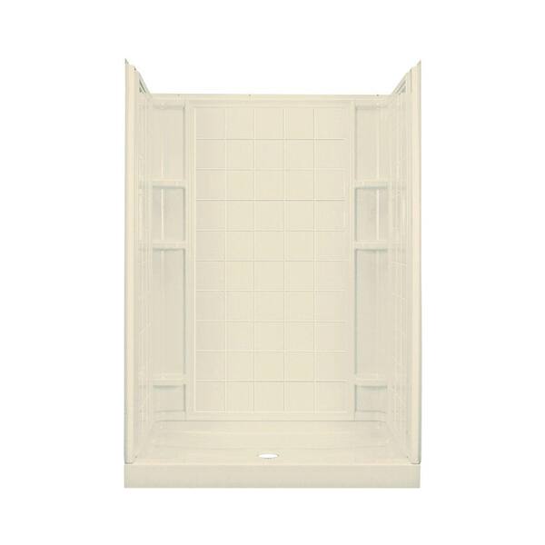 STERLING Ensemble 35-1/4 in. x 60 in. x 77 in. Shower Kit with Age-in-Place Backers in Almond-DISCONTINUED