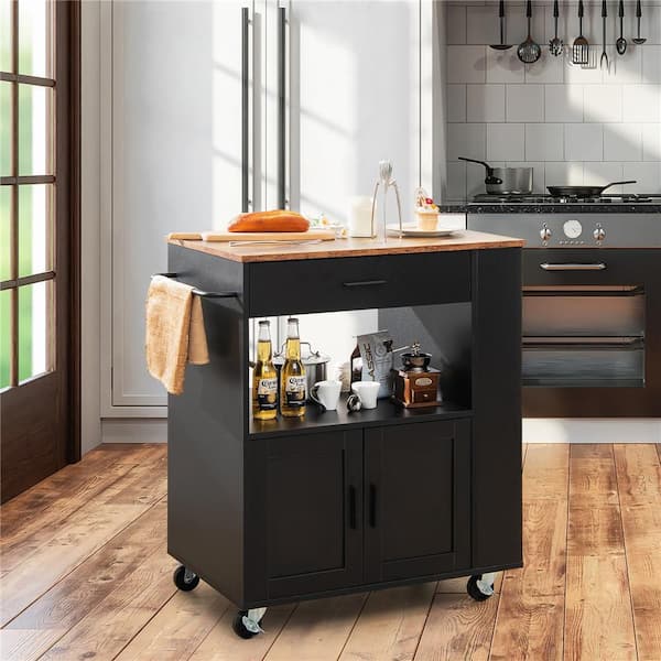 Rubber Wood Kitchen Trash Cabinet with Single Trash Can Holder and  Adjustable Shelf - Costway