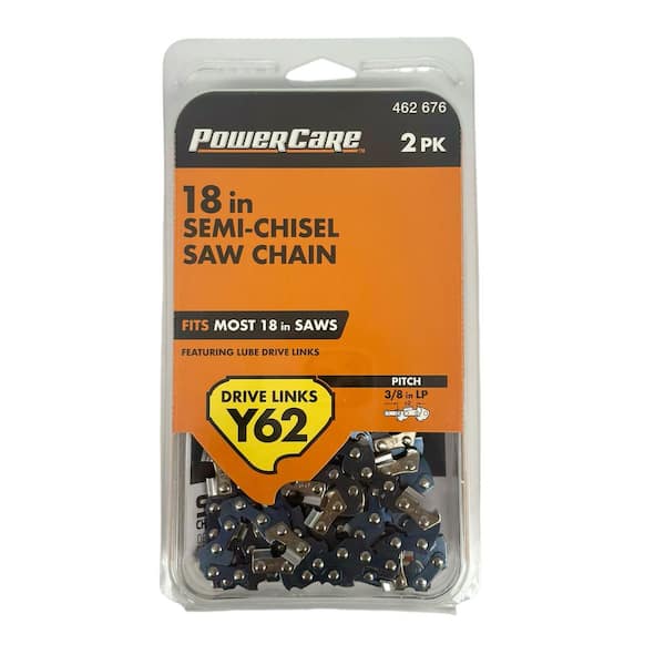 Funkywoo 4-Pack 18 Inch Chainsaw Chain – 3/8 LP Pitch, .050" Gauge, 62 Drive Links, Semi-Chisel, For 18" Bars